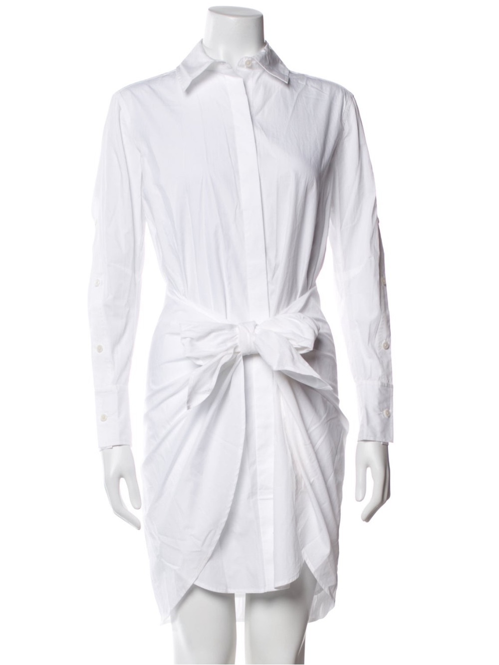 10 Crosby Derek Lam White Tie-Waist Shirt Dress